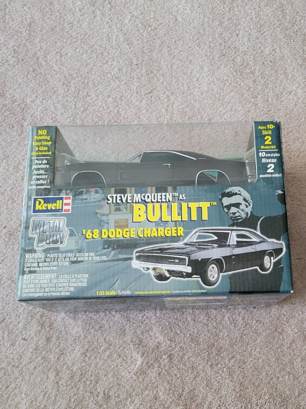 Revell Bullitt 68 Dodge Charger Metal Body Model Vintage Steve Mcqueen 1:25 New